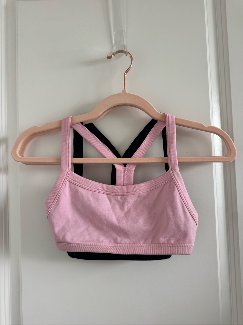 Women’s Pink + Black Racerback Sports Bra - Comfortable Support